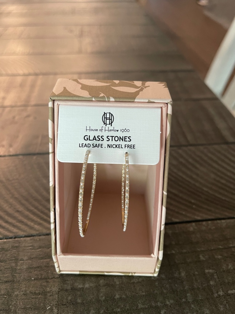 House of Harlow 1960  Crystal Thin Hoop Earrings